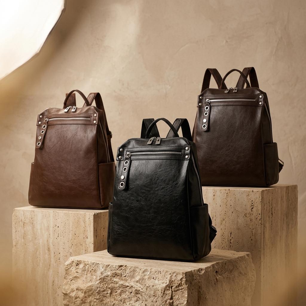 Genuine Leather Stylish Backpack, Anti-Theft Travel, work Backpack