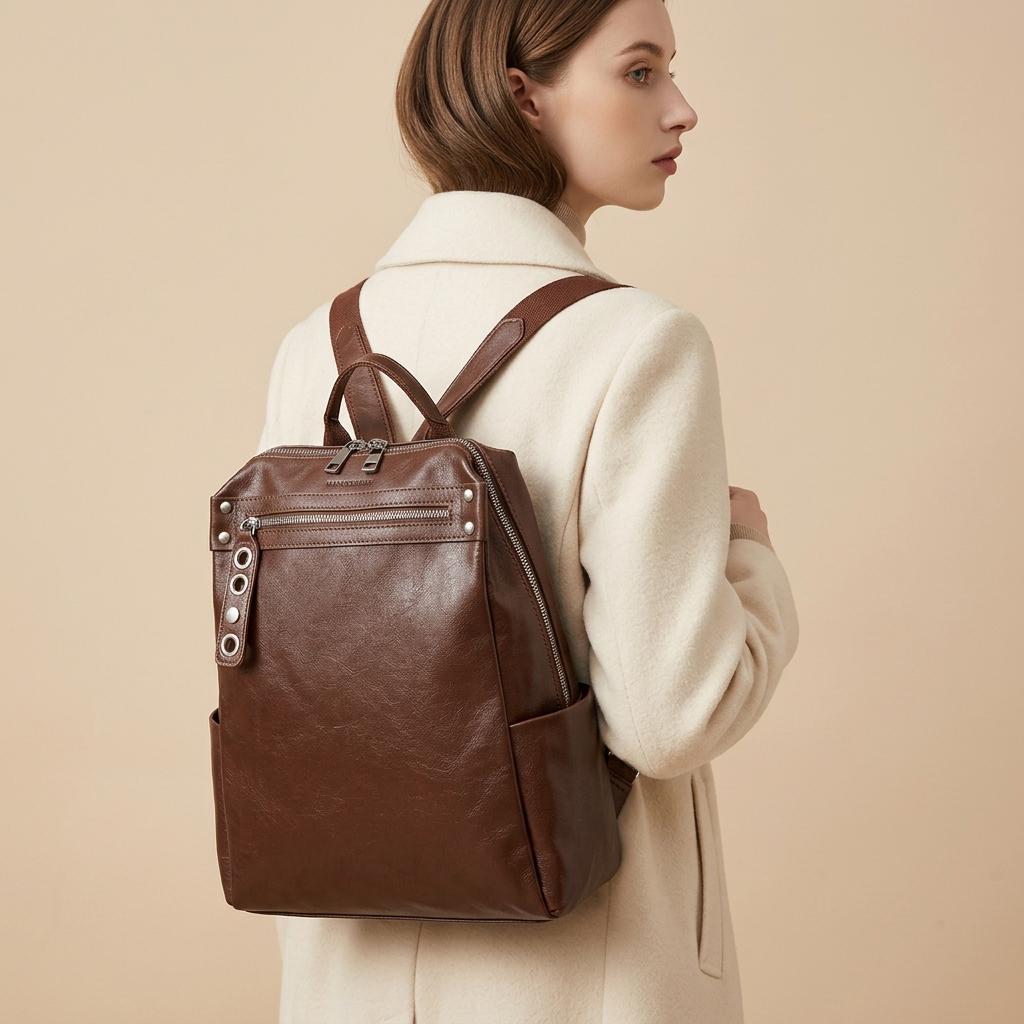 Genuine Leather Stylish Backpack, Anti-Theft Travel, work Backpack