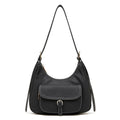 Genuine Leather Hobo Shoulder Bag, Soft Slouchy Leather Handbag with Front Pockek