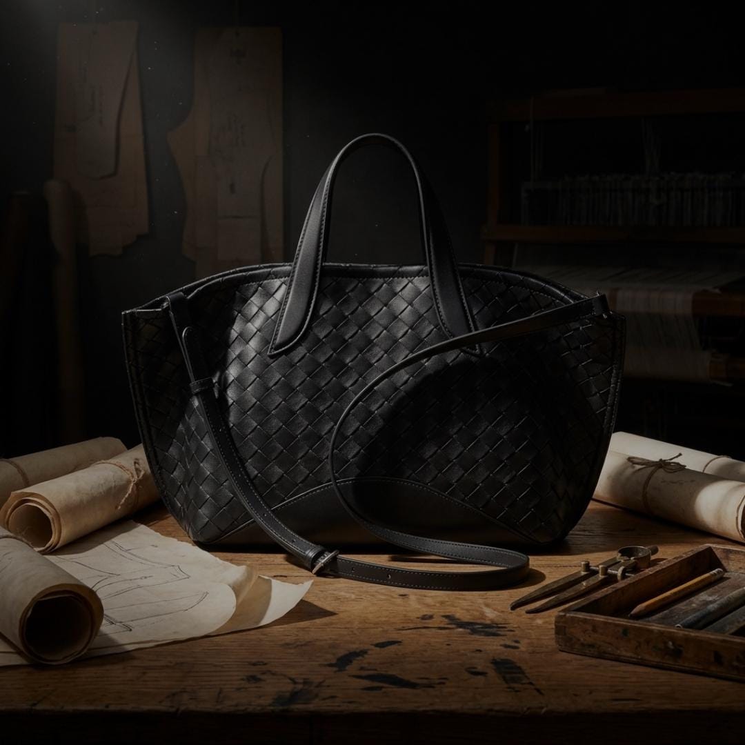 Woven Genuine Leather Tote Bag, Large Top Handle Shoulder Bag