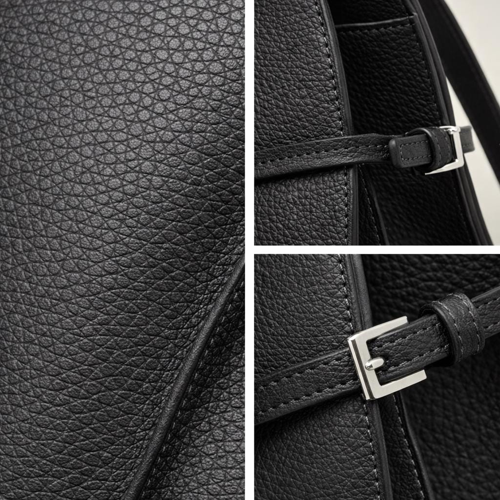 Genuine Leather Structured Handbag, Minimalist Top Handle Bag with Crossbody Strap