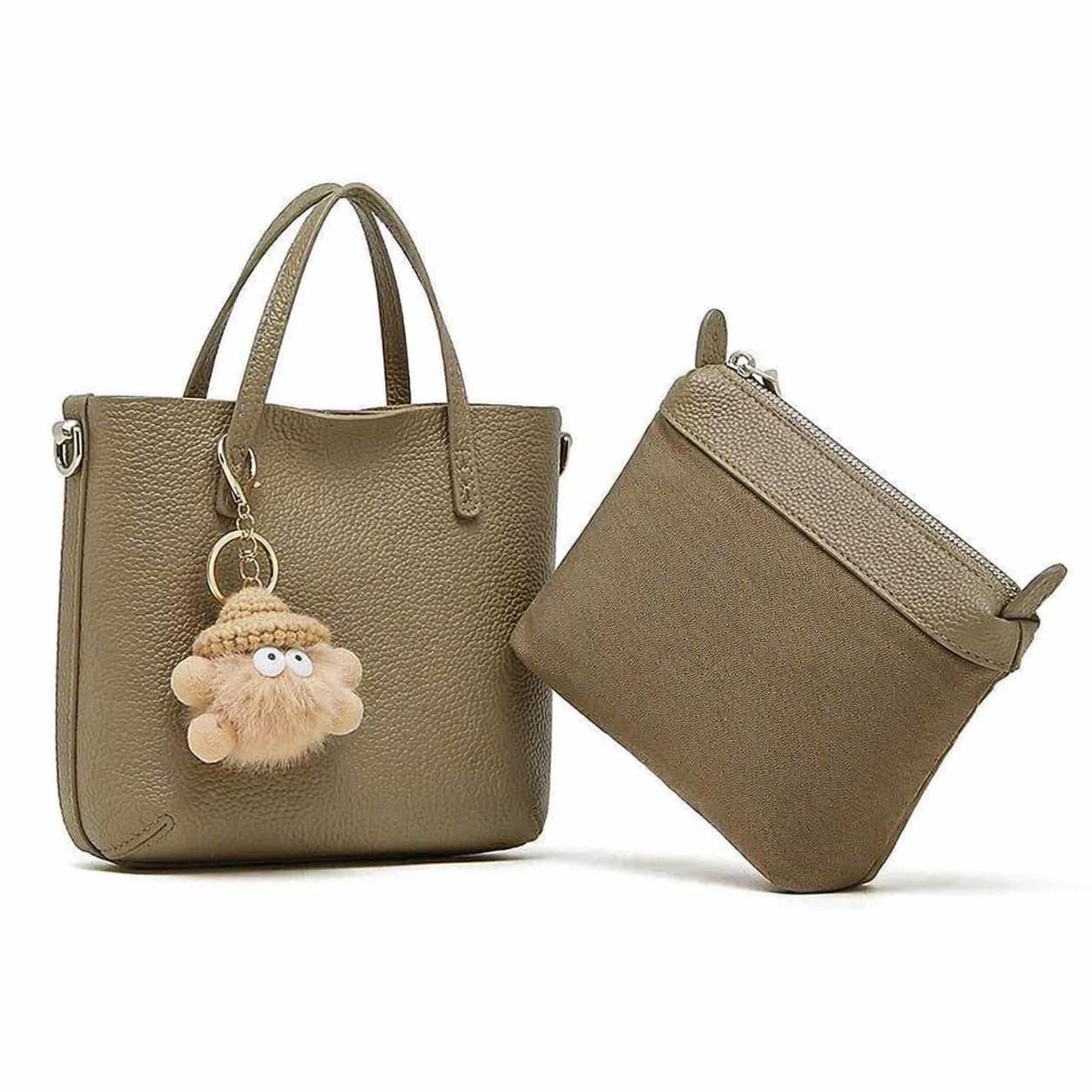 Minimalist Genuine Leather Crossbody bag, Structured Top Handle Bag with Mini Pouch