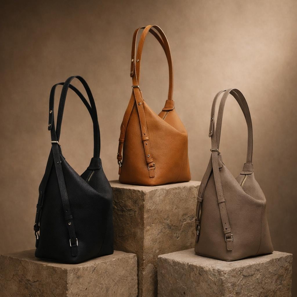 Minimalist Convertible Genuine Leather Bag, Sling Shoulder to Backpack bag