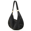 Genuine Leather Hobo Slouchy Shoulder Bag, Soft Black Crescent Bag