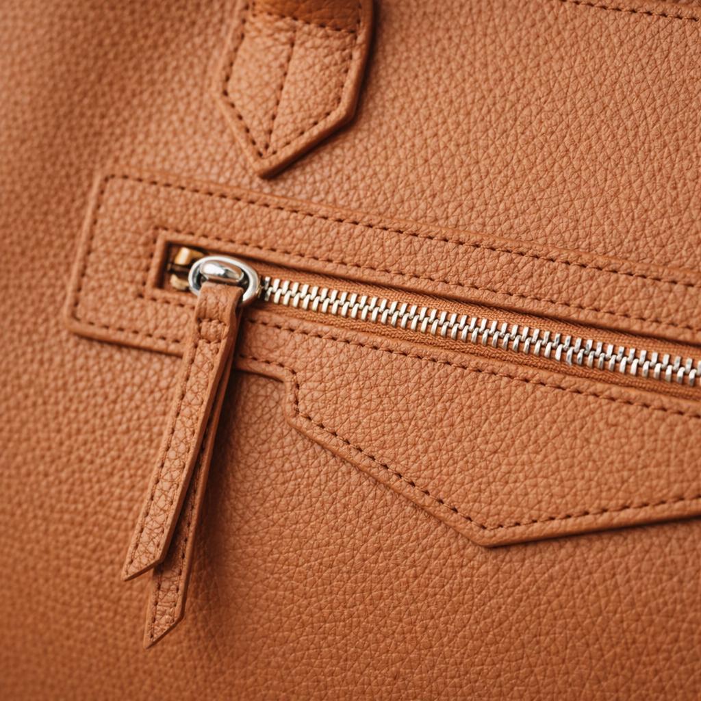 Genuine Leather Structured HandBag,Crossbody Strap Option, Large Capacity bag with Zipper Pocket