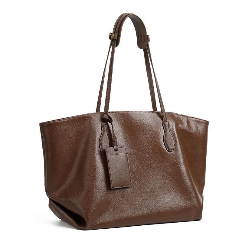 Large Genuine Leather Slouchy Tote Bag