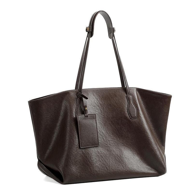 Large Genuine Leather Slouchy Tote Bag