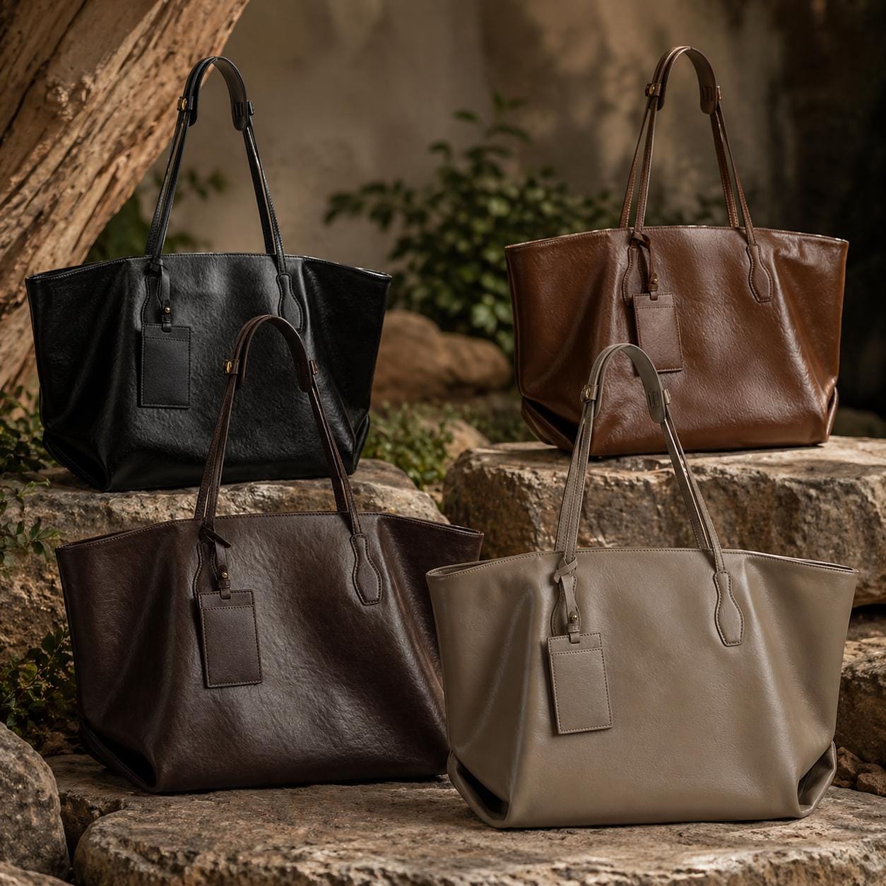 Large Genuine Leather Slouchy Tote Bag