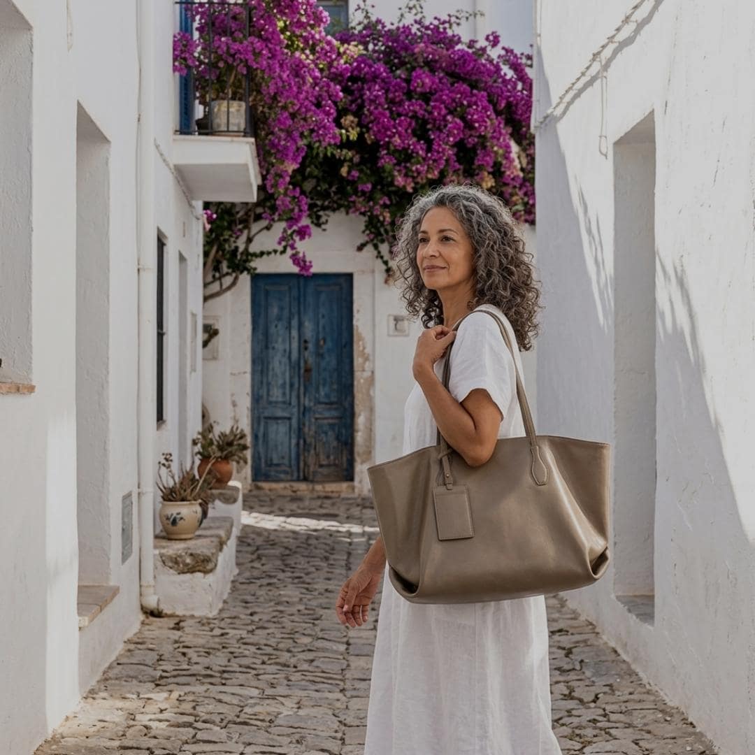 Large Genuine Leather Slouchy Tote Bag