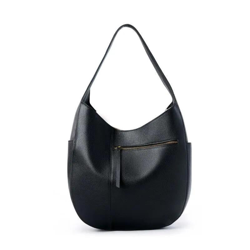 Soft Genuine Leather Hobo Shoulder Bag