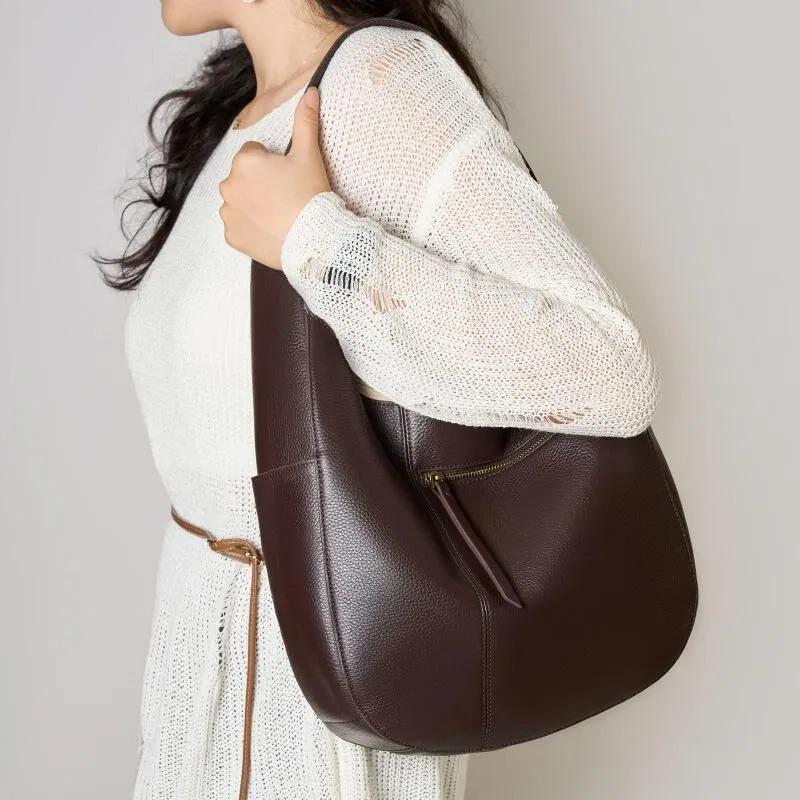 Soft Genuine Leather Hobo Shoulder Bag