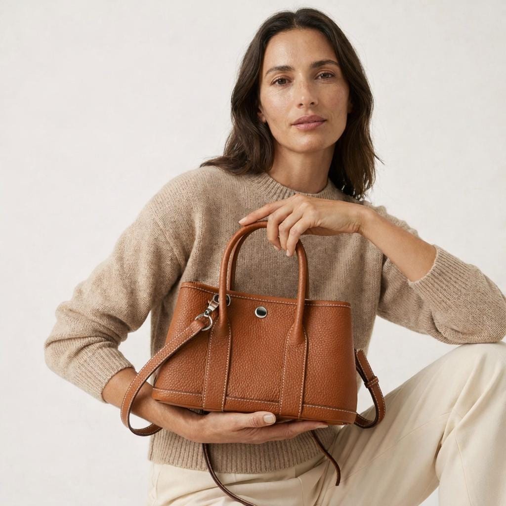 Small Pebbled Leather Handbag, Top Handle, Detachable Crossbody Strap