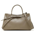 Genuine Leather Structured Handbag, Minimalist Top Handle Bag with Adjustable crossbody Strap