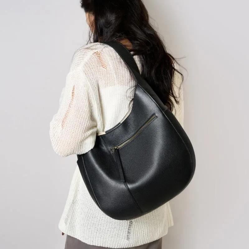 Soft Genuine Leather Hobo Shoulder Bag